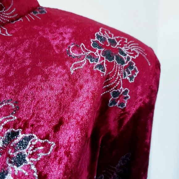 Vintage Velvety Crimson Maxi Dress - Picture 4 of 5